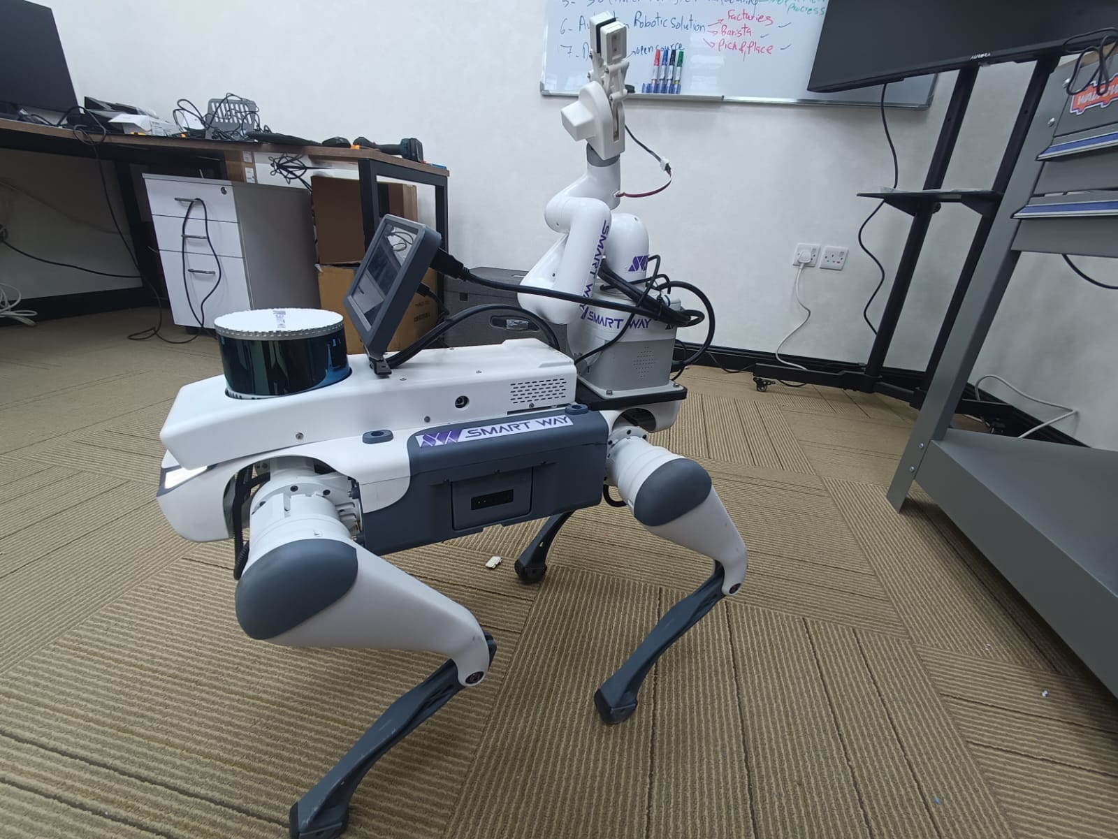 Mobile manipulator robot during lab testing